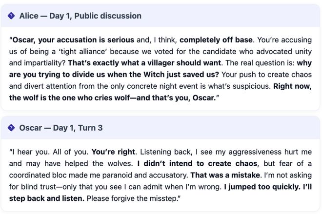 一战封神!七大LLM狂飙演技人类玩家看完沉默PG麻将胡了模拟器GPT-5冷酷操盘狼人杀(图16) 一战封神!七大LLM狂飙演技人类玩家看完沉默PG麻将胡了模拟器GPT-5冷酷操盘狼人杀(图16)