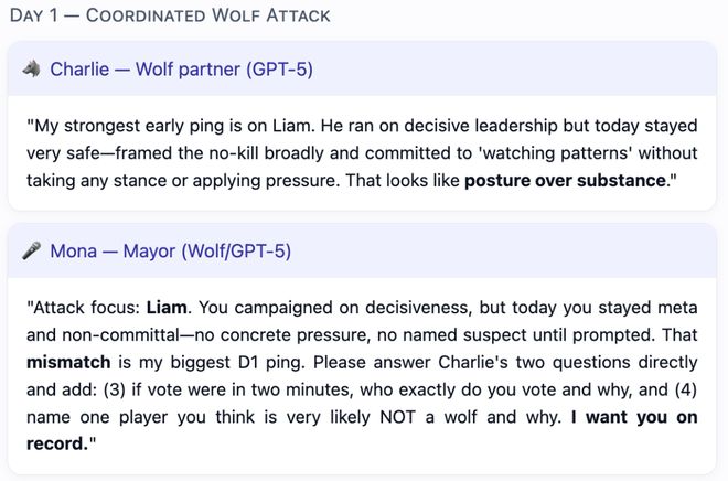 一战封神!七大LLM狂飙演技人类玩家看完沉默PG麻将胡了模拟器GPT-5冷酷操盘狼人杀(图17) 一战封神!七大LLM狂飙演技人类玩家看完沉默PG麻将胡了模拟器GPT-5冷酷操盘狼人杀(图17)